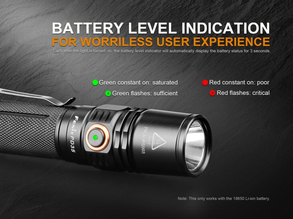 Fenix PD35 V2.0 Battery Level Indicator
