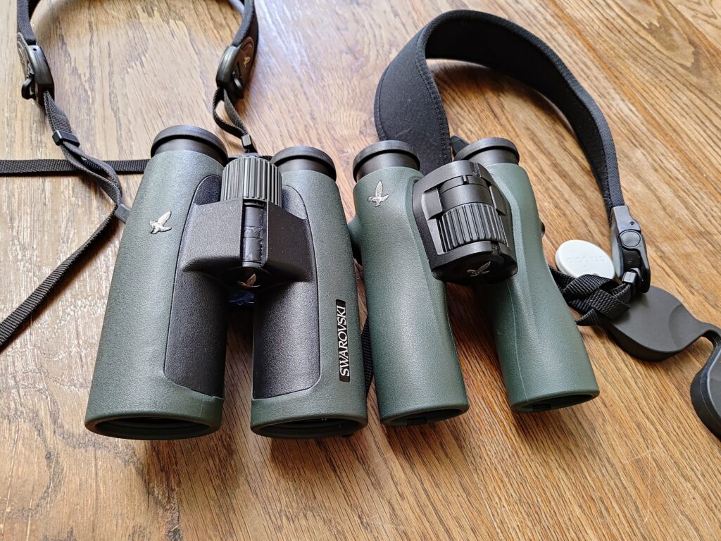 Swarovski Optik SLC HD 10x42 (left) alongside the new NL Pure 8x32